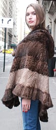 Multi Toned Knit Mink Fur Poncho Hood