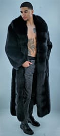 Mens Full Length Black Fox Coat