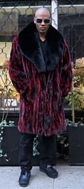 Mens Burgandy Red Mink Stroller Black Fox Collar