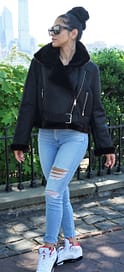 Womens Black Shearling Motorcycle Jacket