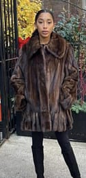 Pre Owned Mahogany Ruffled Mink Jacket