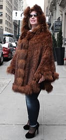 Whiskey Poncho Fox Fur Trim Hood