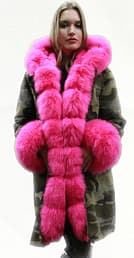 Camo coat with pink fur online