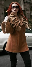 Tan Shearling Jacket Sharpei Collar