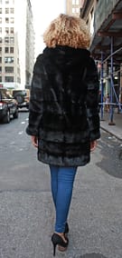 Horizontal Mink Fur Jacket with Hood