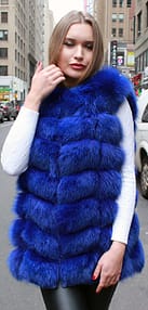 Navy Blue Fox Fur Vest