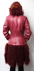 Red Leather Jacket Tibetan Lamb Fur Border