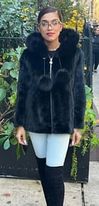 Ranch Mink Bomber Jacket Black Fox Trim Hood