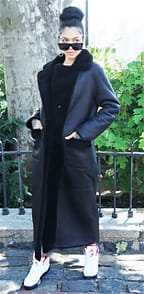 Womens Black Shearling Full Length Coat