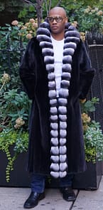 Mens Blackglama Full Length Mink Coat Chinchilla Fronts