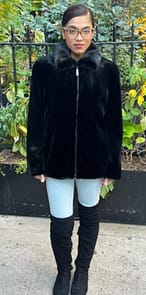 Classic Black Mink Jacket Zipper Closing