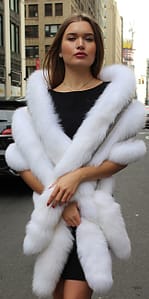 White Fox Fur Boa Rhinestones