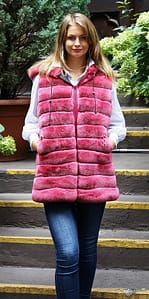 Dark Pink Rex Rabbit Hooded Vest