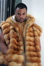 Mens Red Fox Hoodie Fur Vest