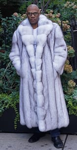 Mens Blue Fox Coat Full Length