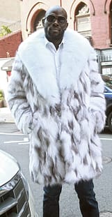 Mens Silver Shadow Fox Coat White Fox Collar