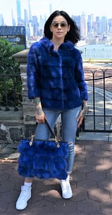 Royal Blue Fox Fur Bag