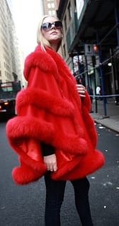 Red Cashmere Fox Fur Cape