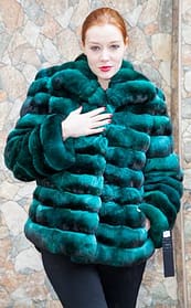 Emerald Green Chinchilla Fur Jacket