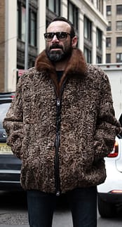 BROWN PERSIAN LAMB JACKET MINK COLLAR BOMBER JACKET