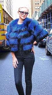 Dyed Blue Fox Fur Jacket