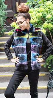 Multi Color Rex Rabbit Fur Vest