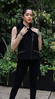 Italian designed black shearling vest