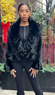 Black Mink Jacket Ruffled Fronts