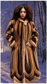 plus size mahogany fur mink swing full length coat