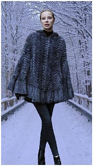 light gray knit mink poncho