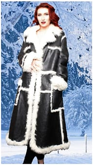 black and white shearling coat