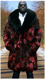 red black mens fox fur coat black fox fur collar