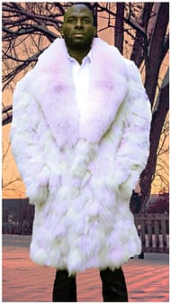 multi colored fox fur coat lavender fox fur collar