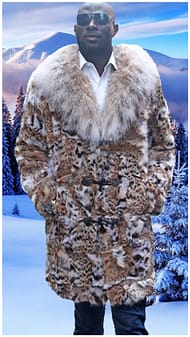 mens cat lynx coat canadian lynx collar