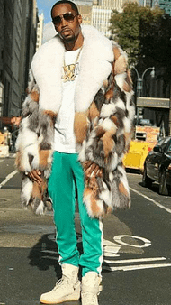 Safaree Samuels Sporting Fox Fur Coat