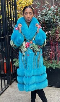 Blue Floral Mink Coat