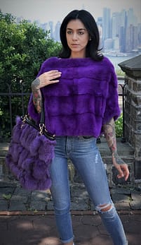 Purple Fox Fur Bag