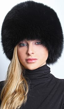 Black Fox Fur Bubble Hat