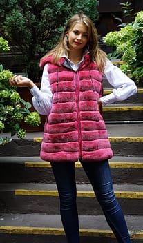 Dark Pink Rex Rabbit Hooded Vest