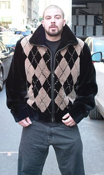 Mens Black Taupe Argyle Sheared Beaver Jacket