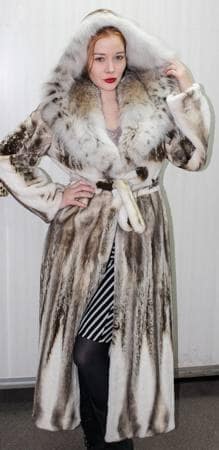 thumb Mink Coat with Canadian Lynx Collar Hood 5