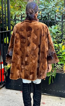 Cognac Sheared Mink Cape