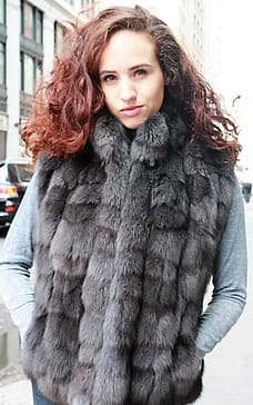 Marc Kaufman Furs Presents a gray fox fur diamond vest from Marc Kaufman Furs New YorkArgentinaUnited KingdomAustriaDenmarkNorwayAustraliaFinlandSaudi ArabiaOmanKuwaitJordanEgypt