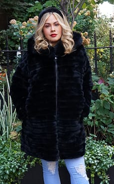 Plus Size Black Rex Hooded Jacket