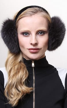 Blue Print Blue Fox Fur Ear Muffs