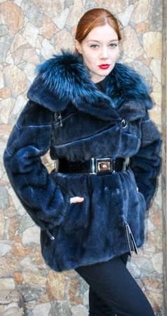 Dyed sold blue fox fur collar