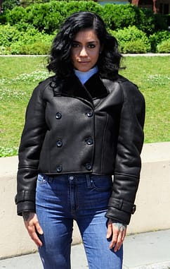 Womans Black Shearling Motorcycle Jacket