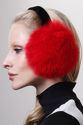 Bright Red Fox Fur Ear Muffs