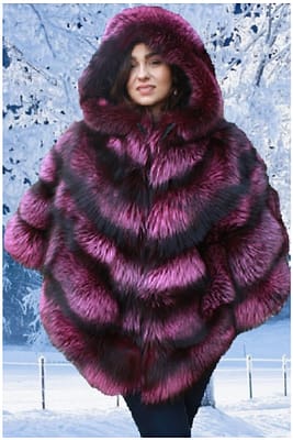 silver fox fur cape with hood