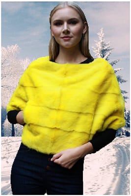 yellow mink fur caplet